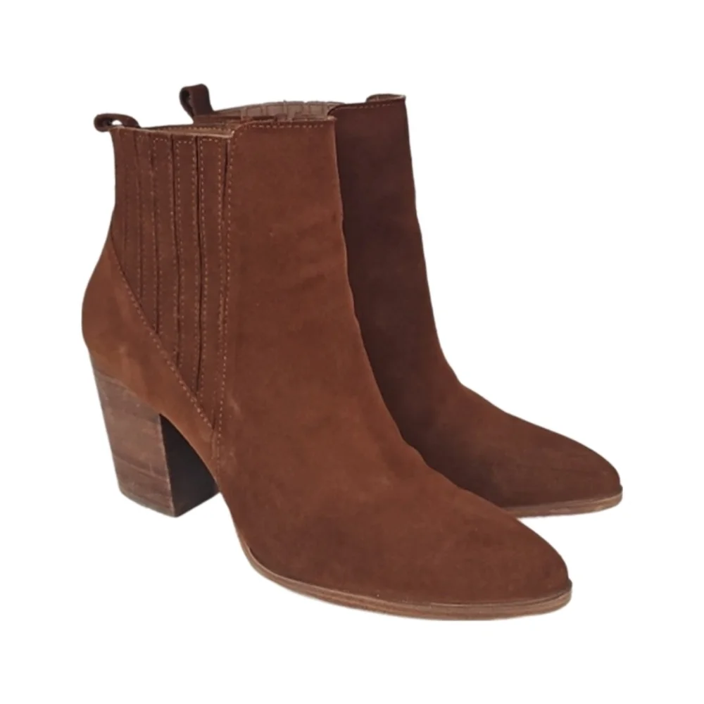 Waterproof Suede Leather Red Brown Ankle Booties Boots